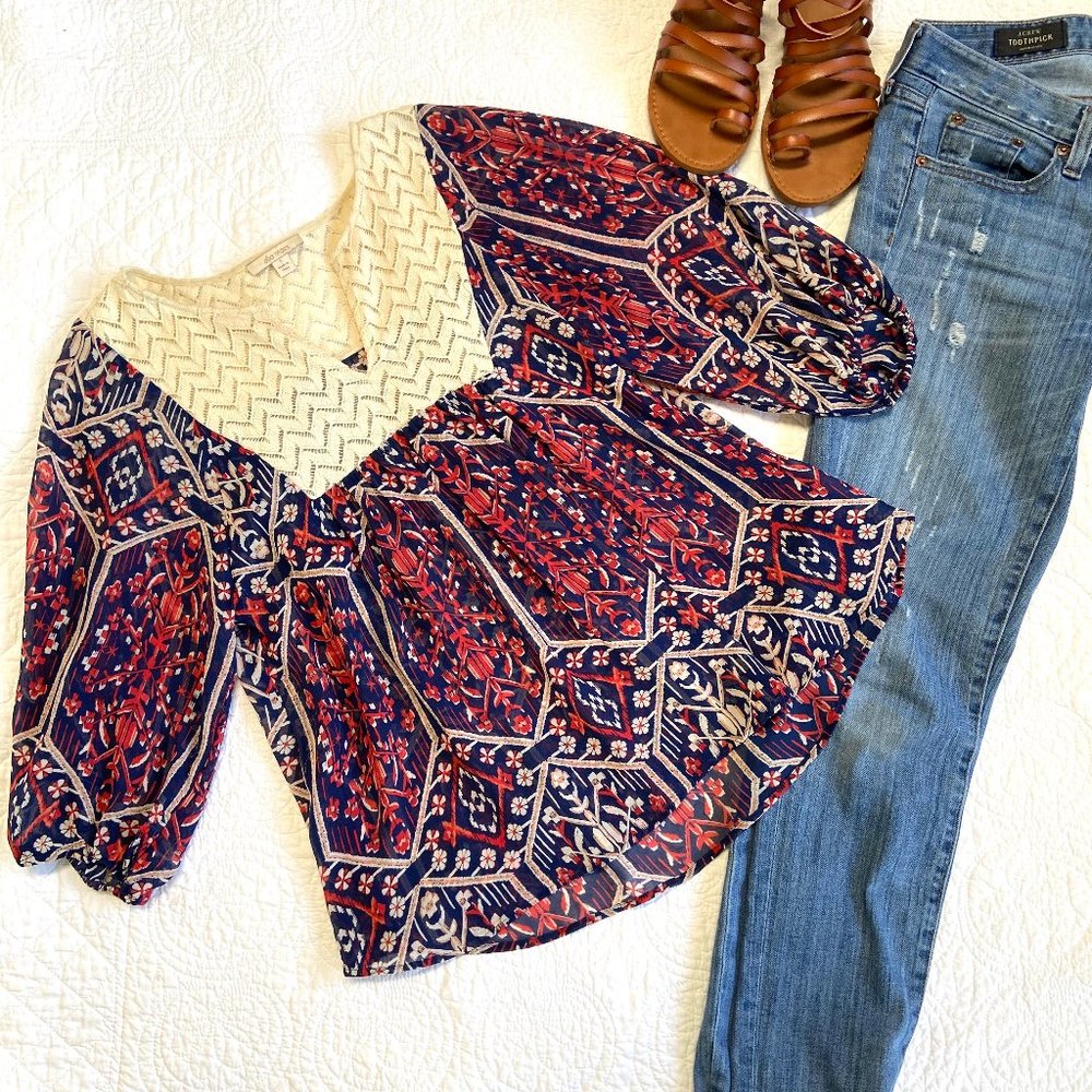 Ella Moss Top, Boho Top, Crochet Top Size Small